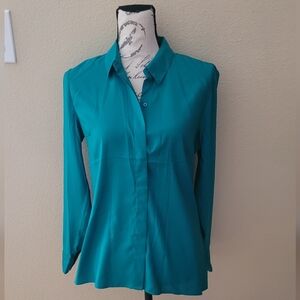 Express Portifino lTeal Women's Button-Up Blouse